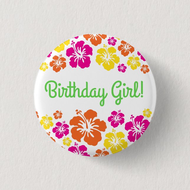 Hawaiian Luau Kids Birthday Party 3 Cm Round Badge (Front)