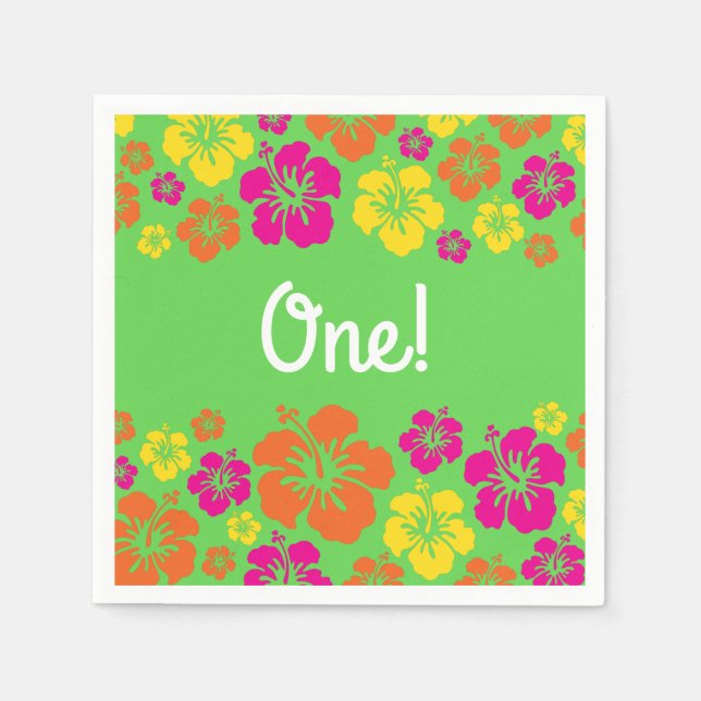 Hawaiian Luau Kid's Birthday Party Napkin (Front)