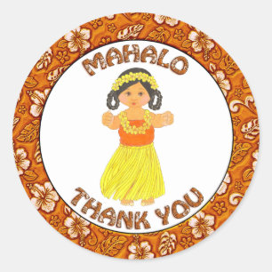 Hawaiian Luau ~ Mahalo Thank You Stickers