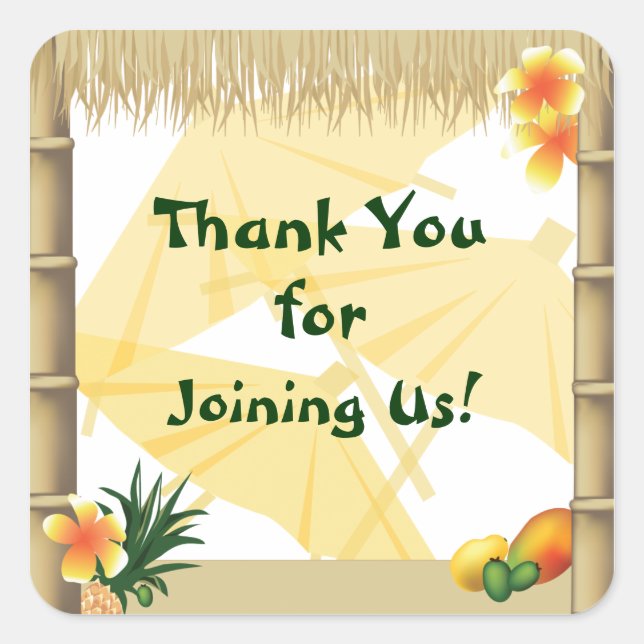 Hawaiian Luau Party Favour Sticker (Front)