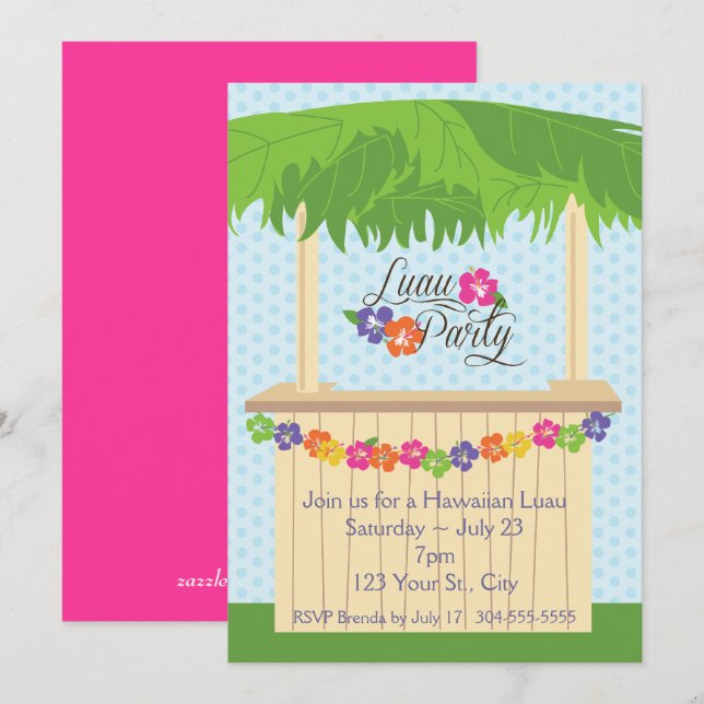 Hawaiian Luau Party Invitation (Front/Back)