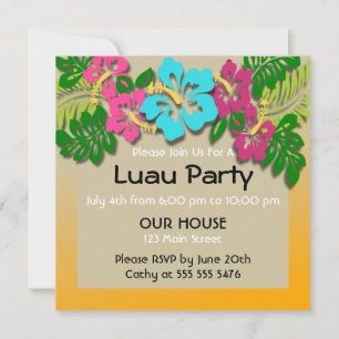 Hawaiian Luau Party Invitation