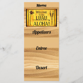 Hawaiian Luau Party or Wedding Flat Menu