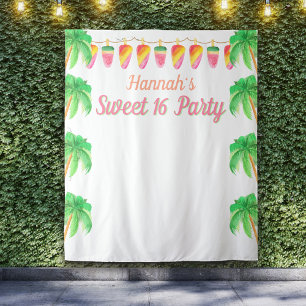 Hawaiian Luau Party Tropical Photo Booth Backdrop Tapestry
