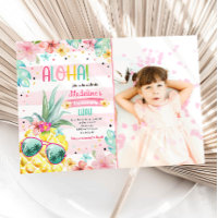 Hawaiian Luau Pineapple Tropical Girl Birthday  In