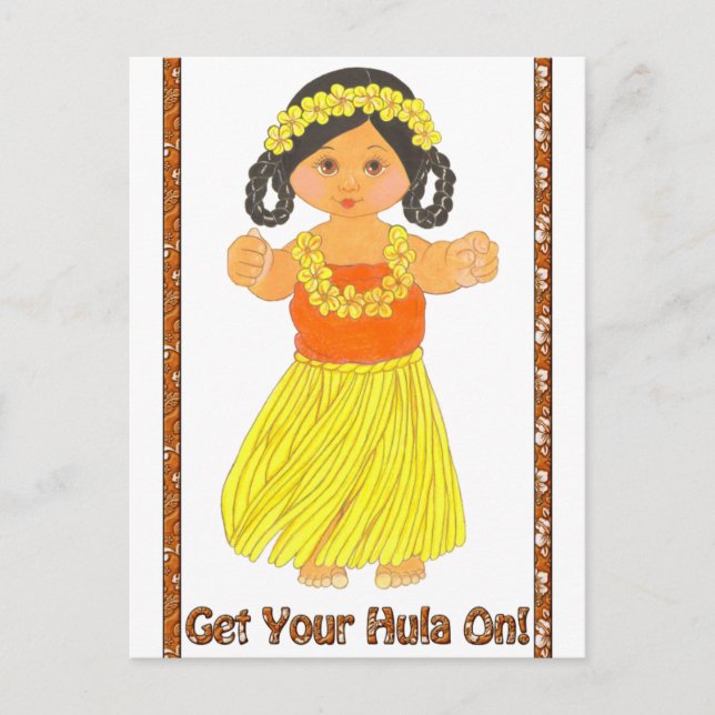 Hawaiian Luau Postcard Invitations~Get Hula On (Front)