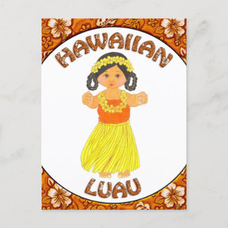 Hawaiian Luau Postcard Invitations ~ Hula Girl
