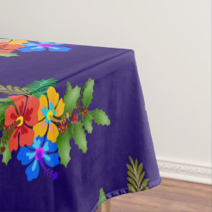 Hawaiian Luau Purple Christmas Party Tablecloth