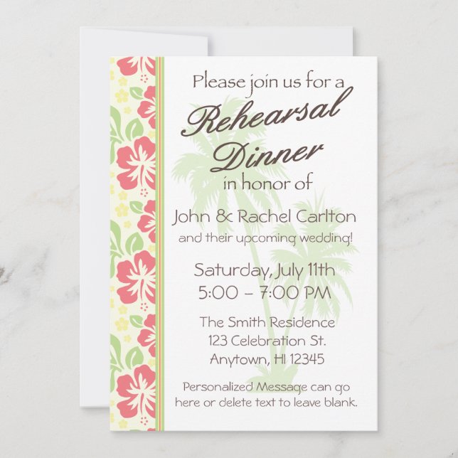 Hawaiian Luau Rehearsal Dinner Party Invitation (Front)