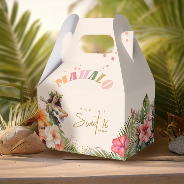 Hawaiian Luau Sweet 16 Mahalo ID1092 Favour Box (Creator Uploaded)