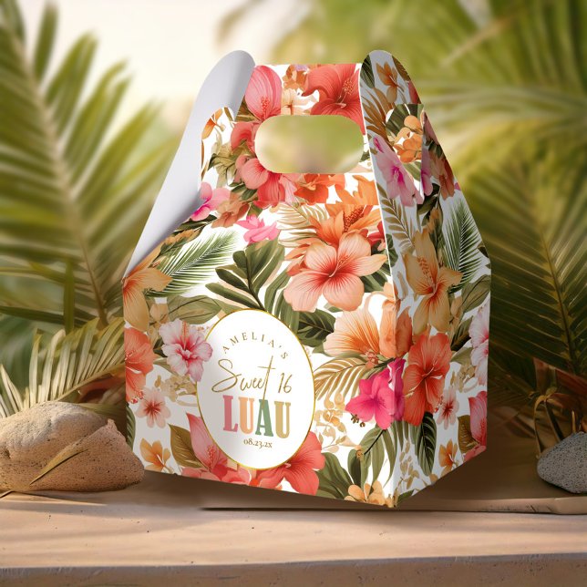 Hawaiian Luau Sweet Sixteen Floral Pattern ID1092 Favour Box (Creator Uploaded)
