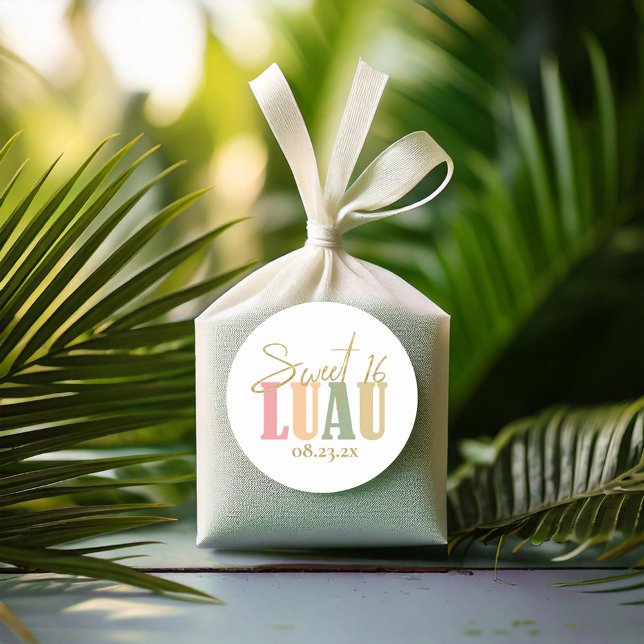 Hawaiian Luau Sweet Sixteen ID1092 Classic Round Sticker (Creator Uploaded)