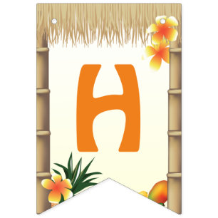 Hawaiian Luau Tiki Hut Tropical Birthday Party Bunting