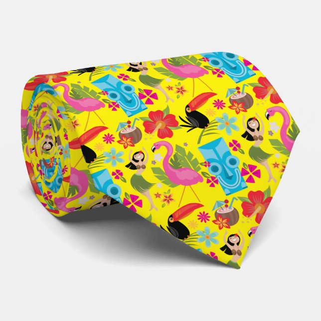 Hawaiian Luau Tiki Tie (Rolled)