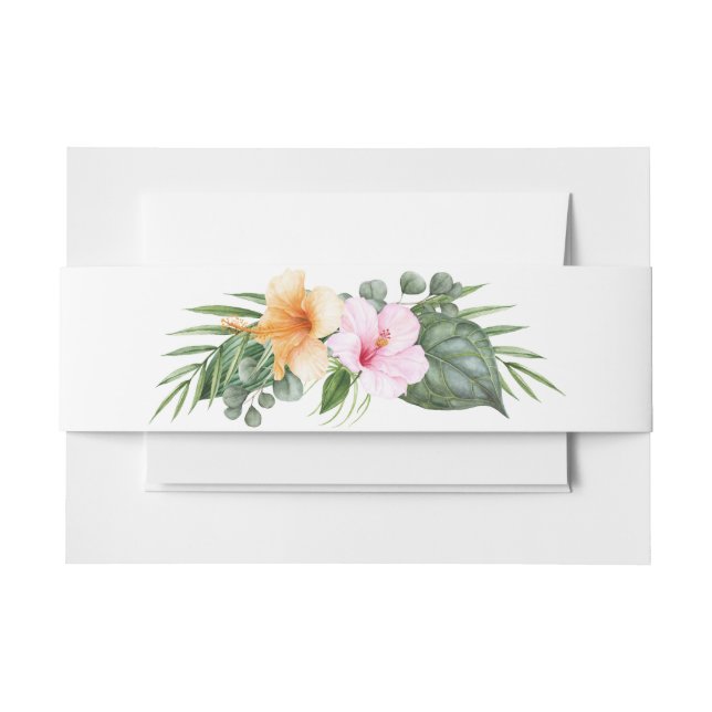 Hawaiian Luau Tropical Beach Wedding Invitation Belly Band (Front Example)