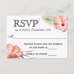 Hawaiian Luau Tropical Floral Wedding RSVP