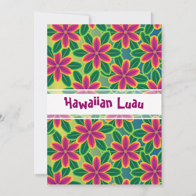 Hawaiian Luau Tropical Flowers Party Invitation (Front)