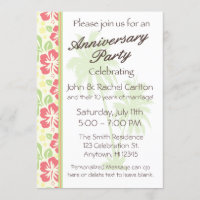 Hawaiian Luau Wedding Anniversary Party Invitation