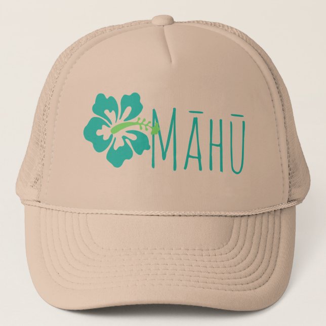 Hawaiian Māhū LGBT (Turquoise Hibiscus) Trucker Hat (Front)