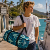 Hawaiian Malolo Flying Fish Ocean Wave Teal