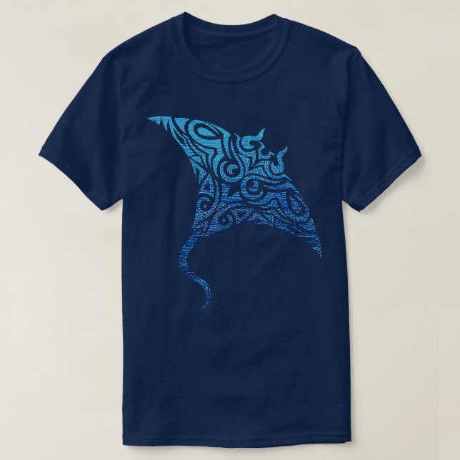 Hawaiian Manta Ray Tribal Polynesian Tattoo Pacifi T-Shirt (Design Front)