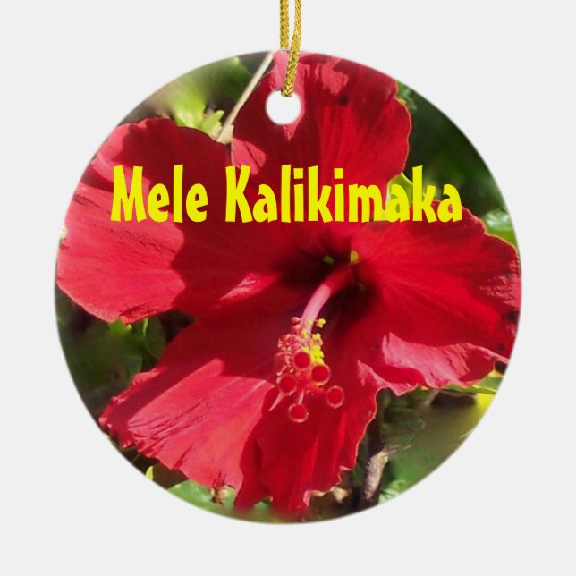 Hawaiian Mele Kalikimaka Ceramic Tree Decoration (Front)