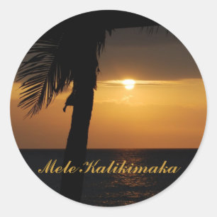 Hawaiian Mele Kalikimaka Christmas Classic Round Sticker