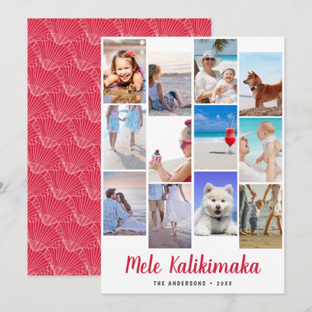 Hawaiian Mele Kalikimaka Christmas Photo Collage   Holiday Card (Front/Back)