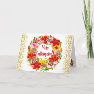 Hawaiian Mele Kalikimaka Christmas Wreath  Card
