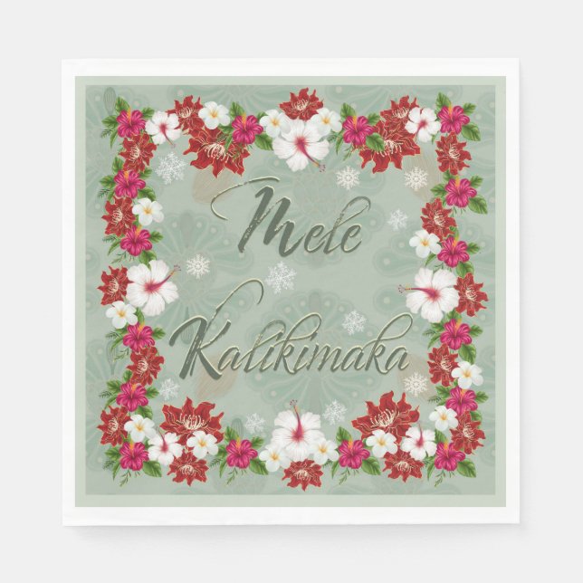 Hawaiian Mele Kalikimaka Paper Napkins (Front)