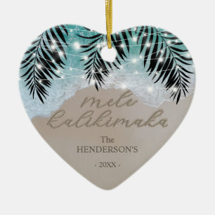 Hawaiian Mele Kalikimaka Tropical Ceramic Tree Decoration