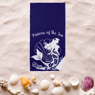 Hawaiian Mermaid Princess of the Sea-Blue Beach Towel