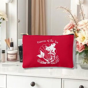 Hawaiian Mermaid Princess of the Sea Cherry Red Accessory Pouch