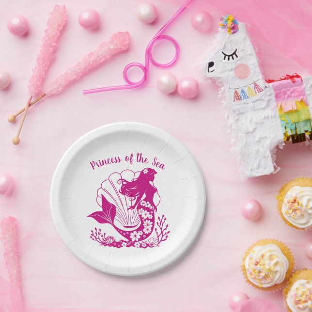 Hawaiian Mermaid-Princess of the Sea Paper Plate (Party)