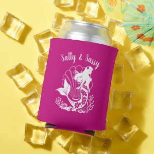 Hawaiian Mermaid Princess of the Sea Pink Can Cooler