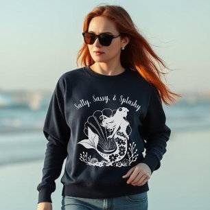 Hawaiian Mermaid-Salty, Sassy & Splashy Navy Blue Sweatshirt