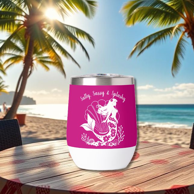 Hawaiian Mermaid-Salty Sassy & Splashy-Pink (Hawaiian Mermaid-Salty & Sassy-Fisherman Core-Beach-Summer Tumbler Salty Sassy and Splashy-pink)