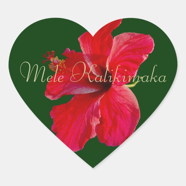 Hawaiian Merry Christmas Heart Sticker (Front)