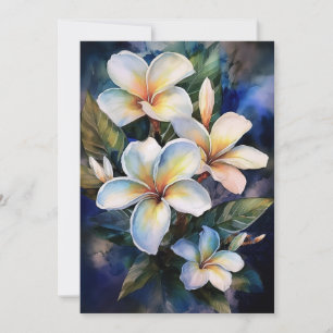 Hawaiian Midnight Plumeria Holiday Card
