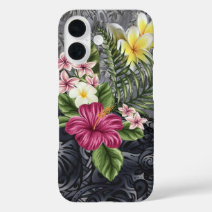 Hawaiian Monstera Tapa and Hibiscus Phone Case