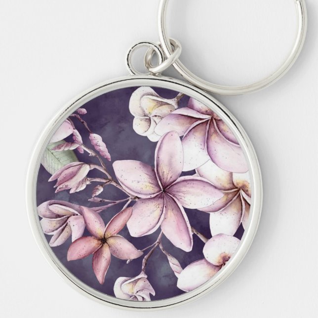 Hawaiian Moonlight Plumeria Key Ring (Front)