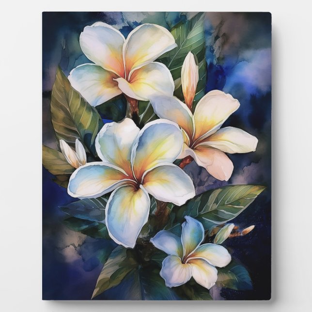 Hawaiian Moonlight Plumeria Plaque (Front)