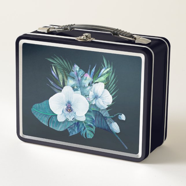 Hawaiian Moonlit Orchids Retro Lunch Box (Front)
