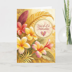 Hawaiian Mother's Day Yellow and Peach Pulmeria Holiday Card