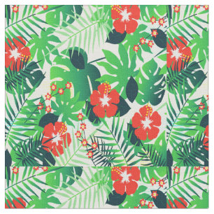 Hawaiian multicolor Tropical Flowers Fabric
