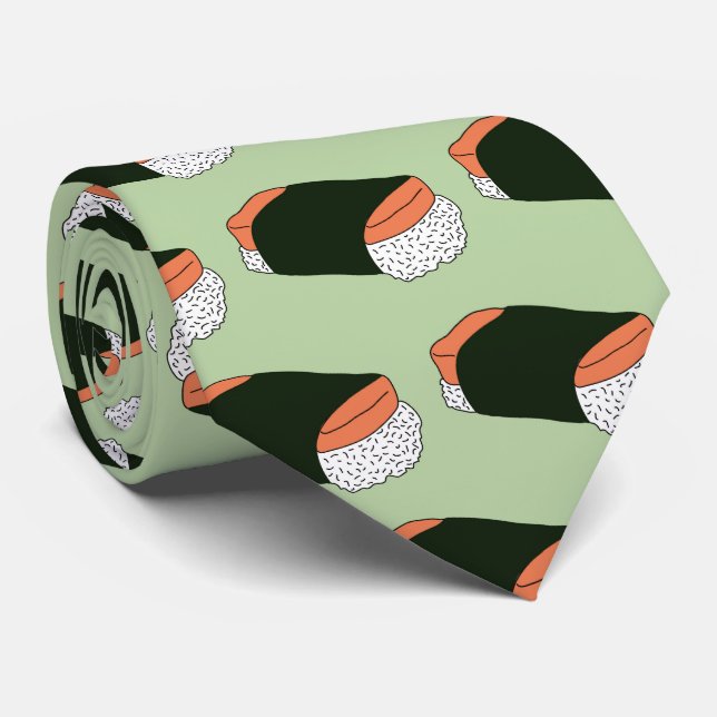 Hawaiian Musubi Spam Food Patterned Tie (Rolled)