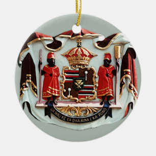 Hawaiian National Coat of Arms Ceramic Tree Decoration