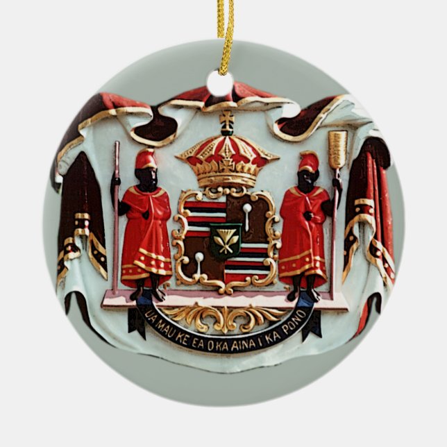 Hawaiian National Coat of Arms Ceramic Tree Decoration (Front)