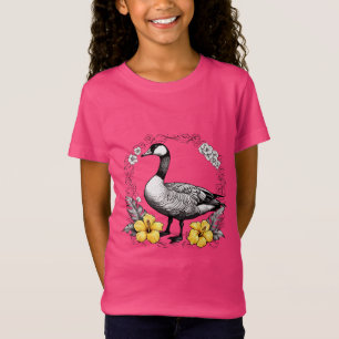Hawaiian Nene Illustration With Yellow Hibiscus T-Shirt