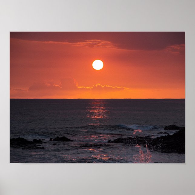Hawaiian Ocean Sunset - Hawaii Sunsets Poster (Front)